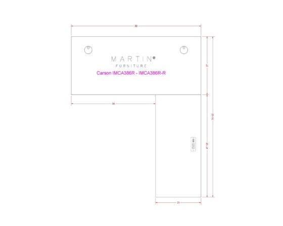 Carson L-Shape sit-stand desk line drawing