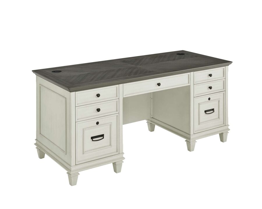 Hartford White Double Pedestal Desk
