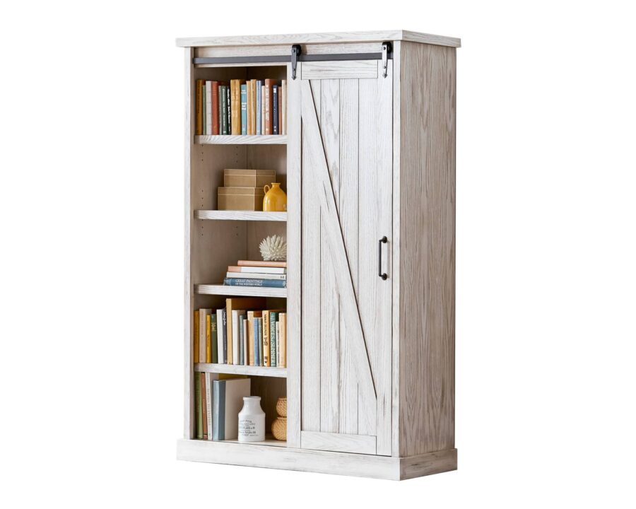 Avondale White Sliding Door Bookcase