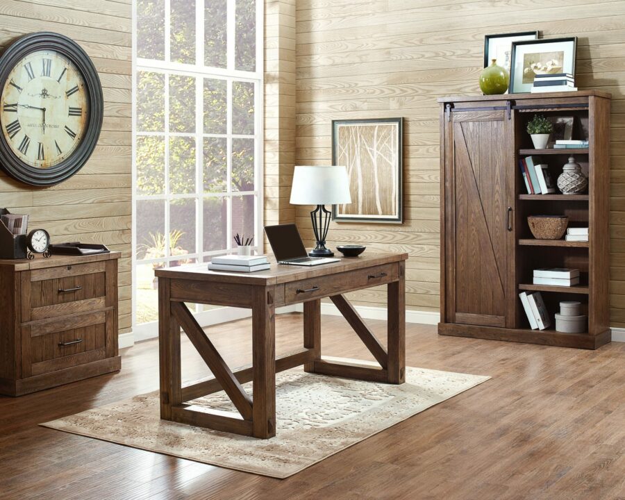 Martin furniture avondale 58 34 wide weathered oak 1 drawer wood writing desk discount