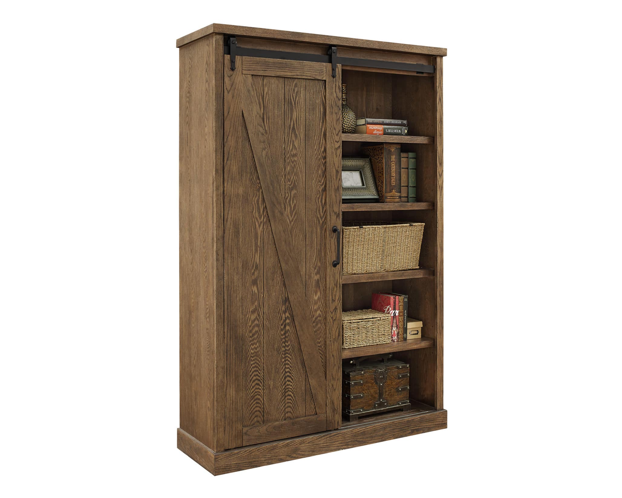 URBNLIVING Oak 6 Tier Bookshelf With 2 Doors Cupboard 