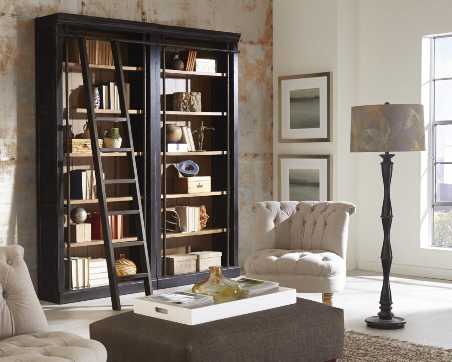 Tall library bookcase clearance with ladder