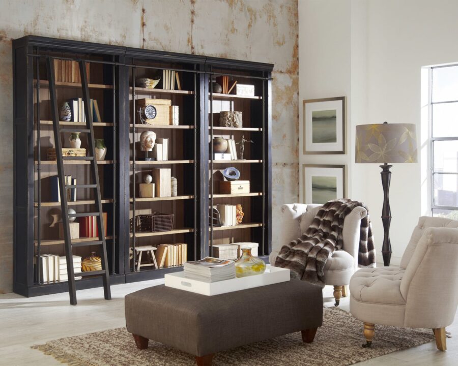 Bookcase With Ladder Martin Furniture, Home Library Bookcases With Ladder Shelves