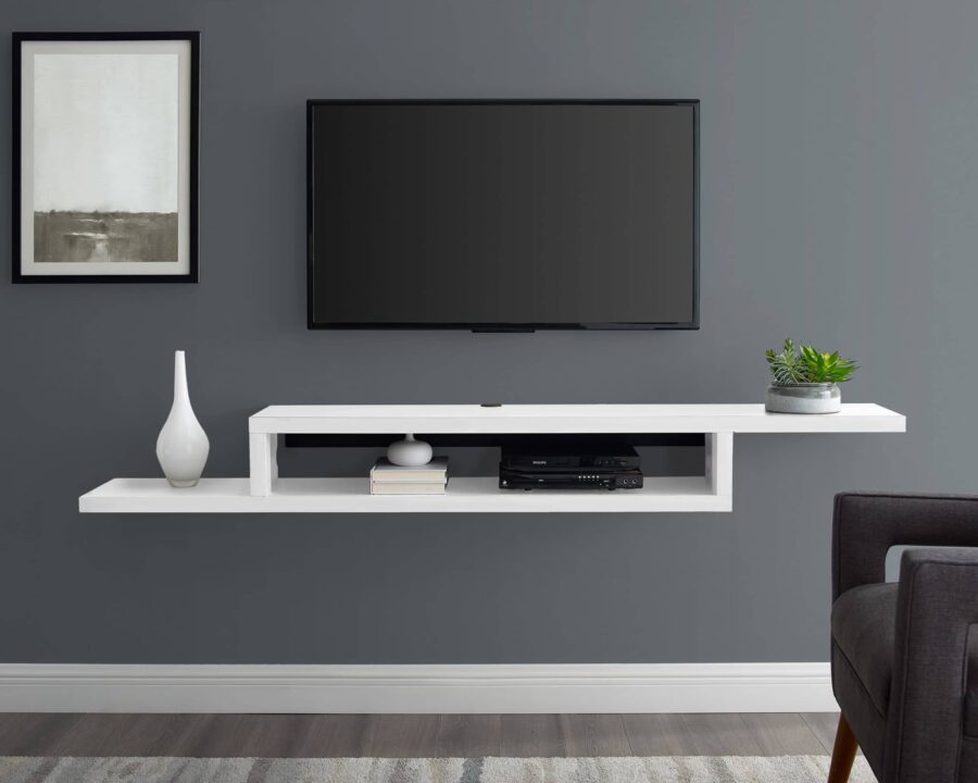 Martin Furniture IMAS370CT Asymmetrical Floating Wall Mounted TV Console 72, 72inch Stone Gray