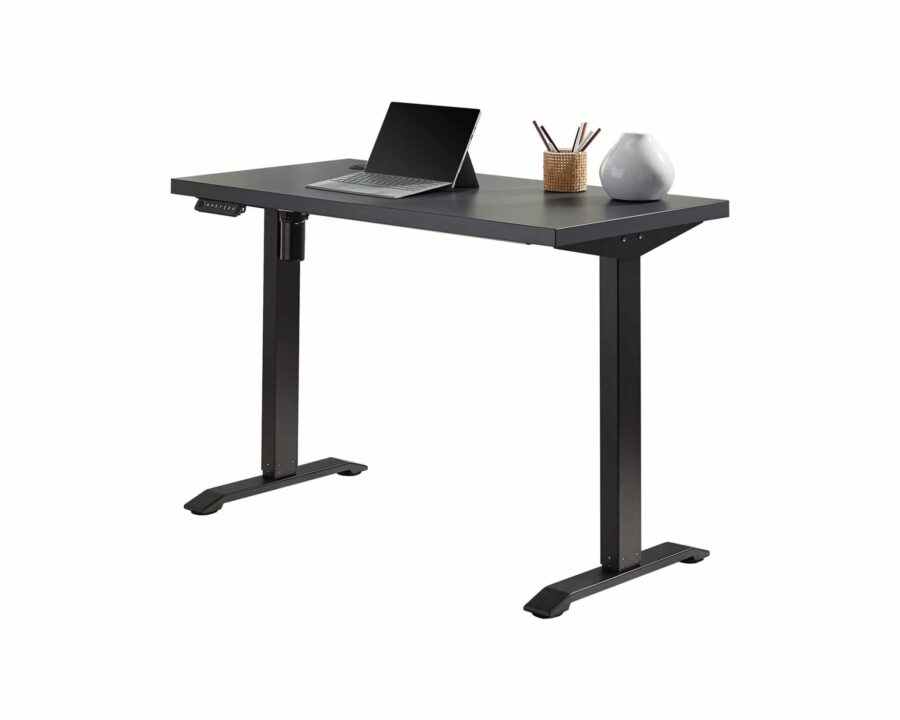 Martin Furniture Sit/Stand Desk in Black on white background