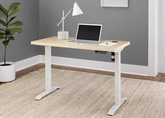 Martin Furniture Lift Desk with natural wood laminate top in home office
