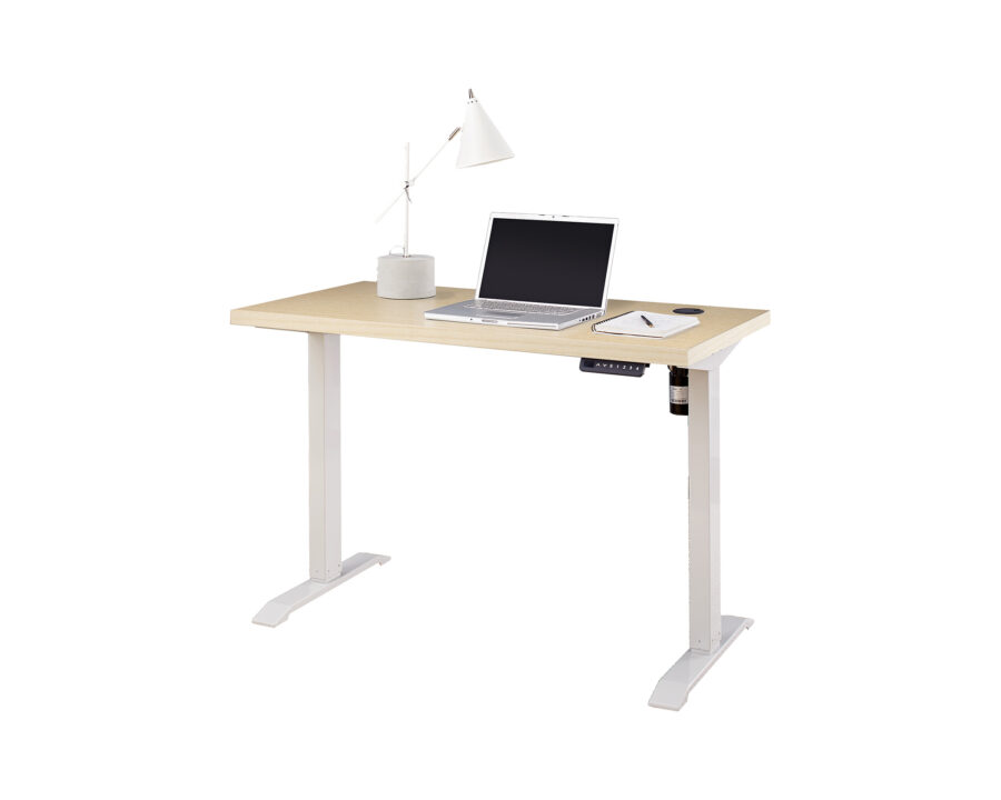 Martin Furniture Lift Desk with natural wood laminate top on white background