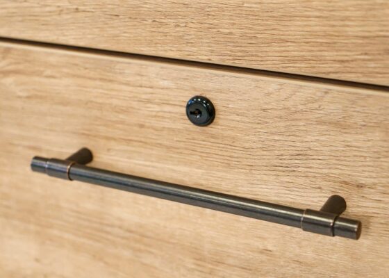 Abbott Credenza file lock close up