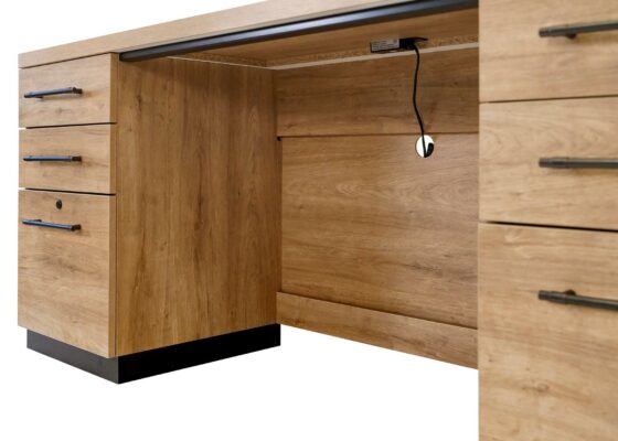 Abbott Credenza underneath desk angle