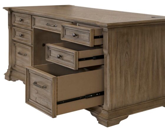 Bristol Collection - Double Pedestal Desk - Drawers Open