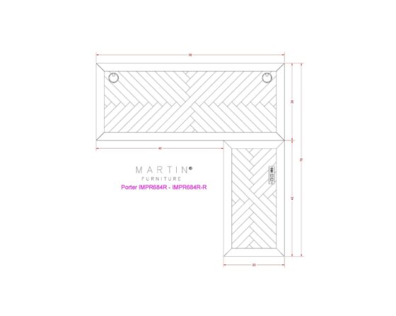 Porter L-Shape desk line drawing