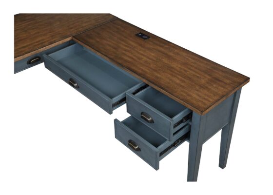 Fairmont Blue - Half Pedestal L-Desk Drawer details