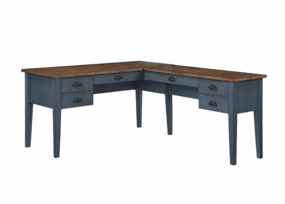 Fairmont Blue - Half Pedestal L-Desk