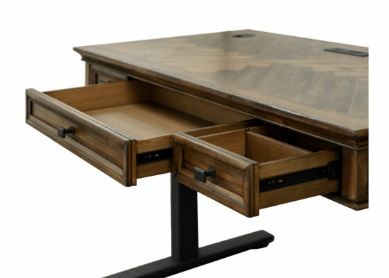 Porter Collection - Sit/Stand Desk drawers open