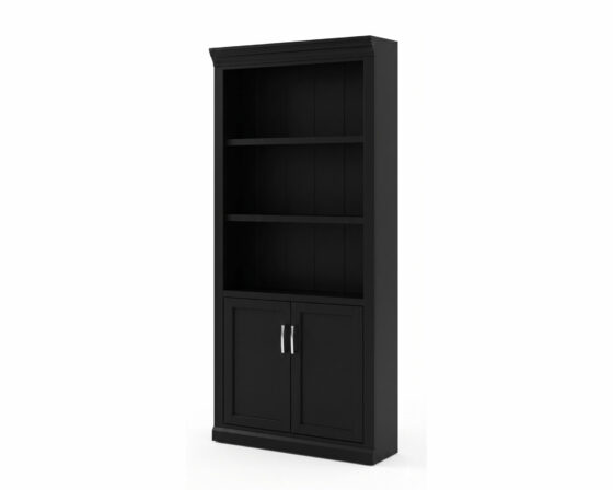 Abby Black Bookcase with Doors