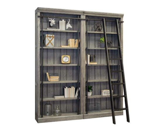 Gray Avondale Two Tall Bookcases with ladder