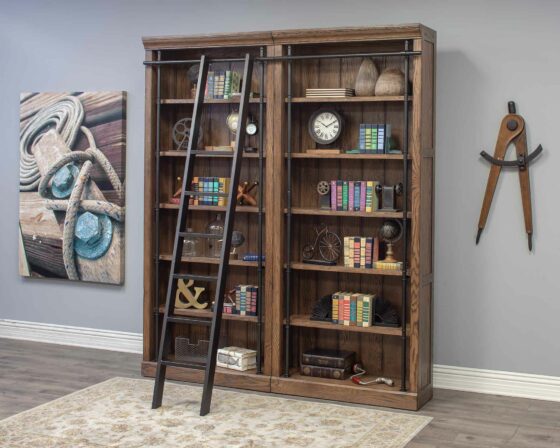 Oak Avondale Two Tall Bookcases with ladder