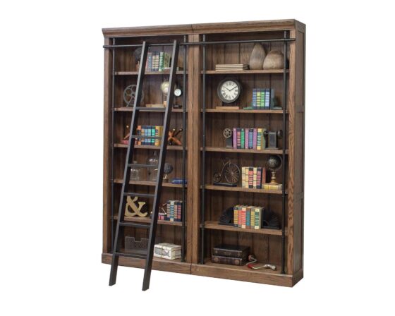 Oak Avondale Two Tall Bookcases with ladder