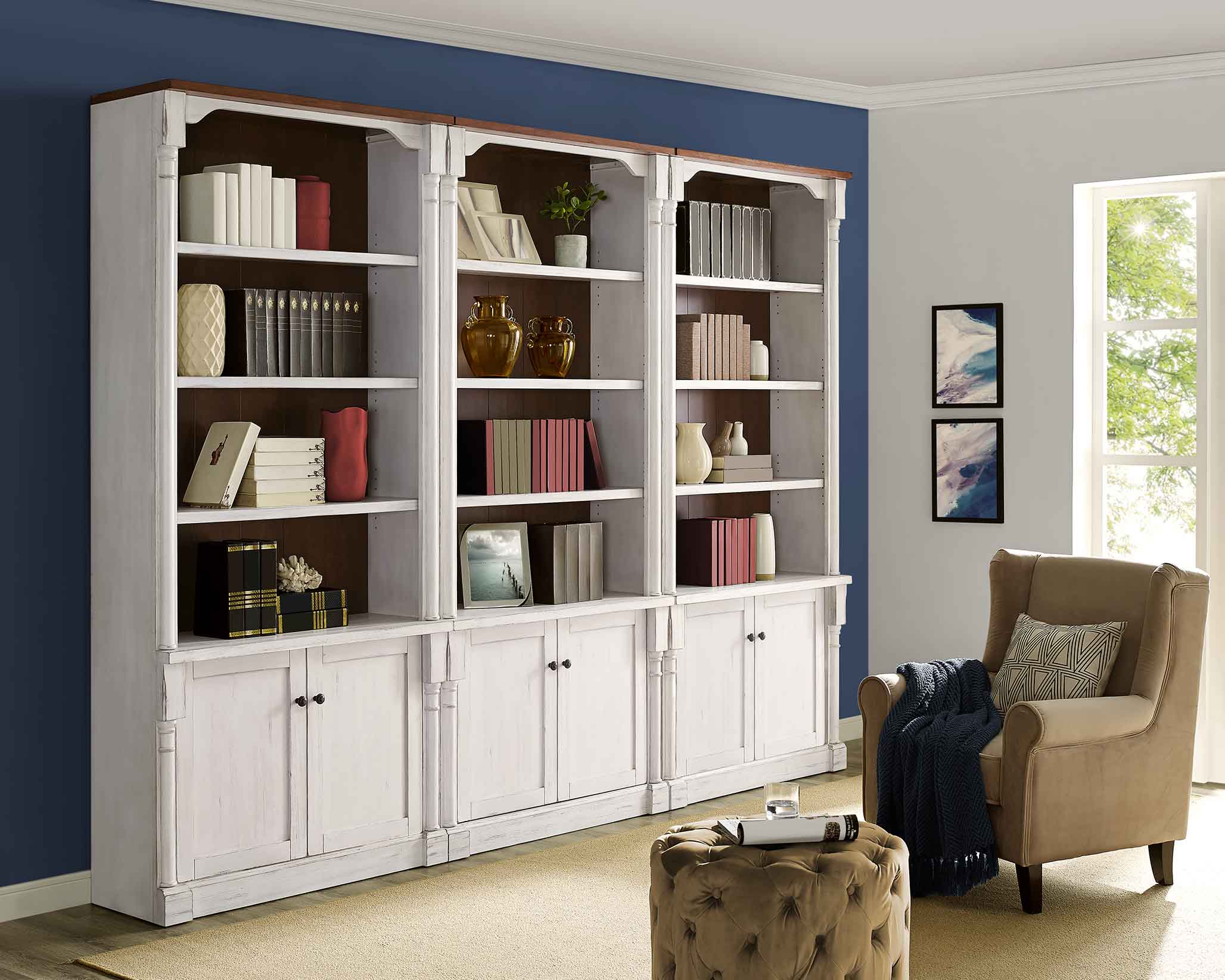 94″ H Three Tall Bookcase with Lower Doors – Martin Furniture
