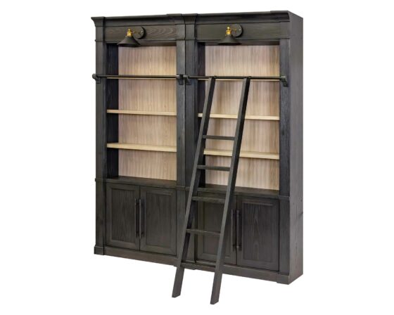 Two Willow Lane Black Bookcase with Ladder