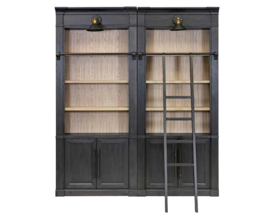 Two Willow Lane Black Bookcase with Ladder