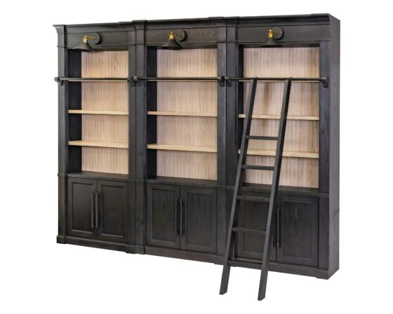 Library Wall Willow Lane Black Bookcase with Ladder