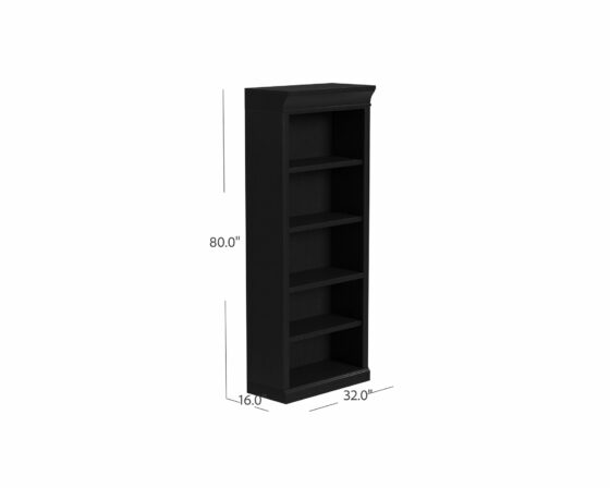 IMWL3280B_alt6-dims_SLW Willow Lane Bookcase dimensions In Black