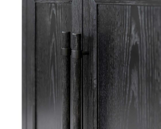 Willow Lane Black Bookcase with Lower doors details