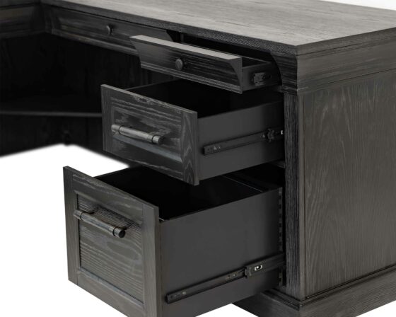 Willow Lane Black Pedestal L-Desk details