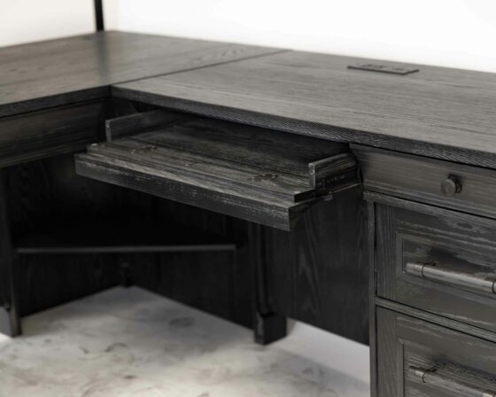 Willow Lane Black Pedestal L-Desk details