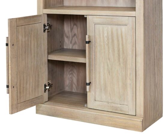 Willow Lane Natural Oak Bookcase with lower doors details