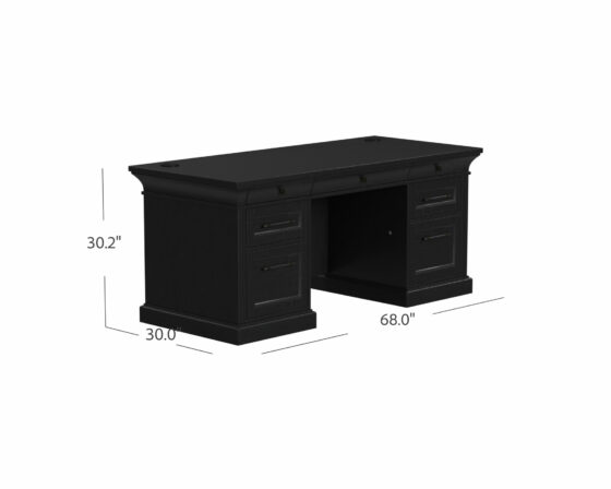 Willow Lane Double Pedestal Desk dimensions In Black