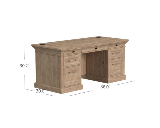 Willow Lane Double Pedestal Desk dimensions In Natural Oak