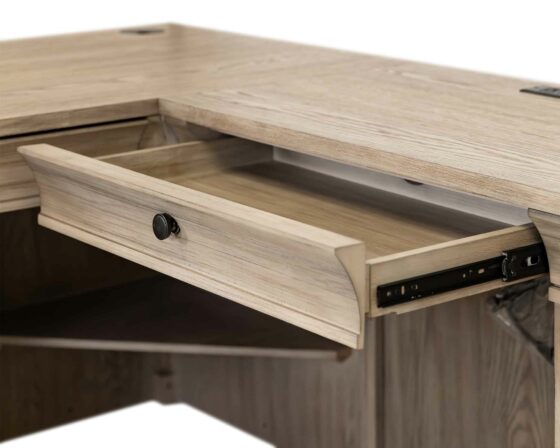 Willow Lane Natural Oak Pedestal L-desk details