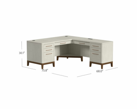 Pomona Pedestal L-Desk dimensions