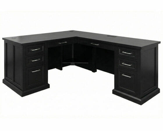 Abby black L-shape Pedestal Desk