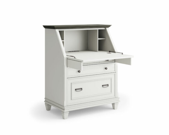 Hartford White Secretary Desk Open