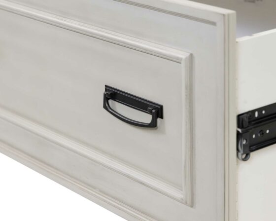 Hartford White Secretary Desk - Hardware pull detail