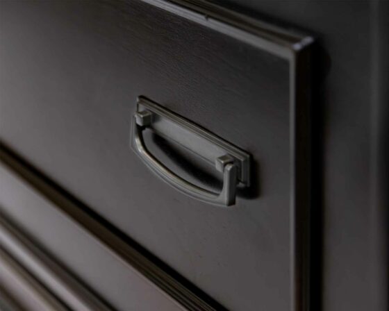 Hartford Black Secretary Desk - Hardware pull detail