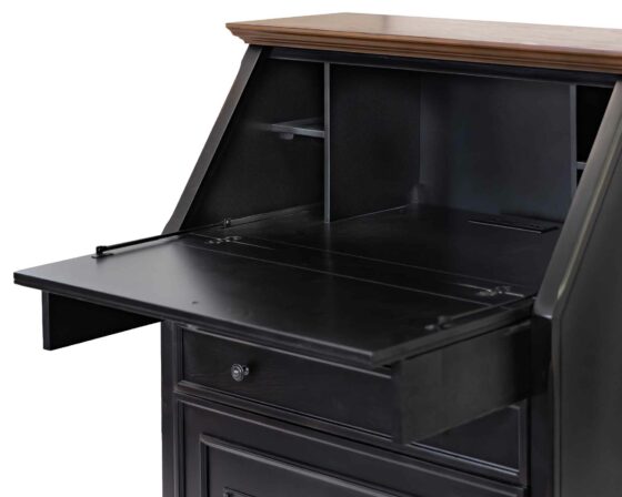 Hartford Black Secretary Desk - Open Drop-Lid angle detail