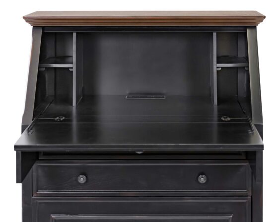 Hartford Black Secretary Desk - Open Drop-Lid detail