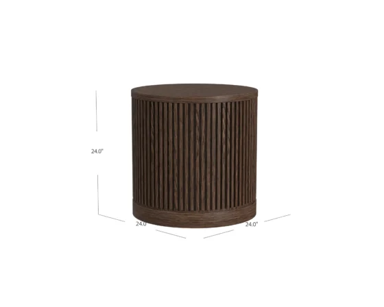 24" round brown tulane end table dims