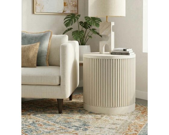 Tulane 24" dia x 24h White Side Table