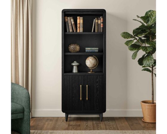 Camden Ebony Black Bookcase Room Scene