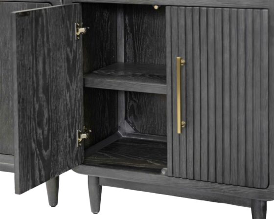 Camden Black Bookcase - door open detail
