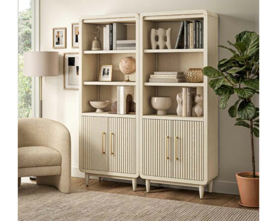 Two Camden White Oak Bookcase Room Scene