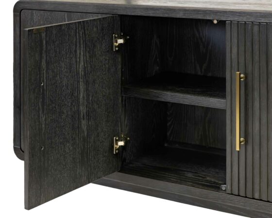 Camden Black Four Door Console - door open detail