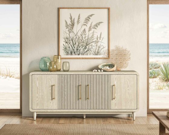 Camden Cerused white oak Four Door Console Room Scene