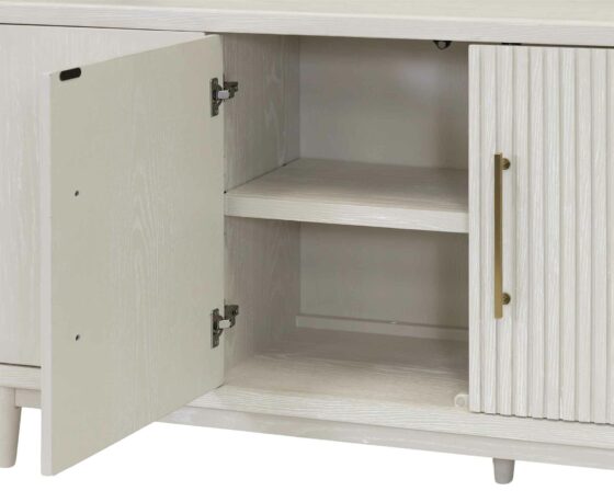 Camden White Four Door Console - detail inside cabinet