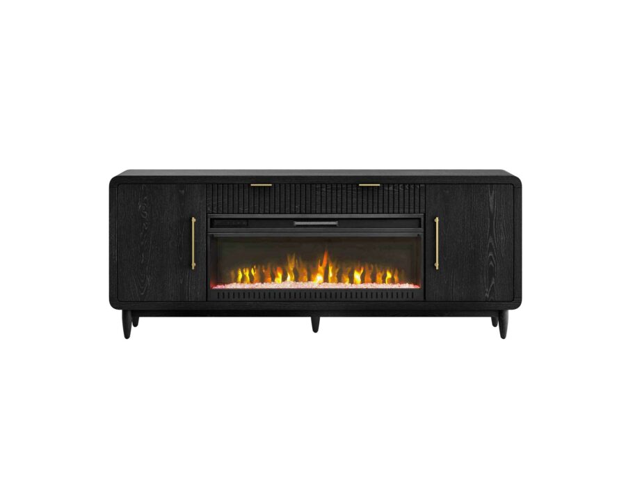 Camden Ebony Black Fireplace Console Silo